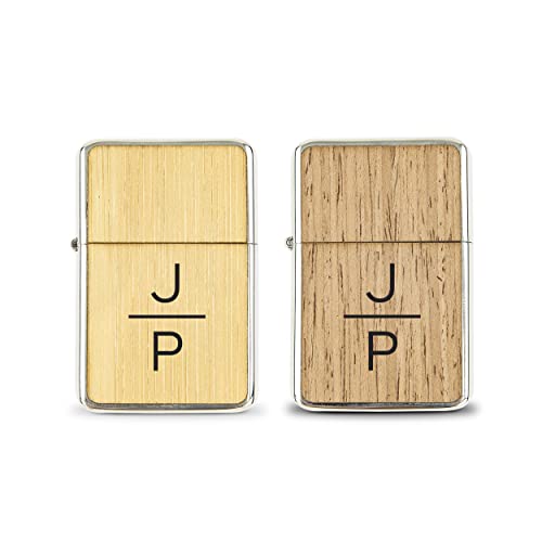 Encendedor metálico personalizado con madera y caja miniatura 4