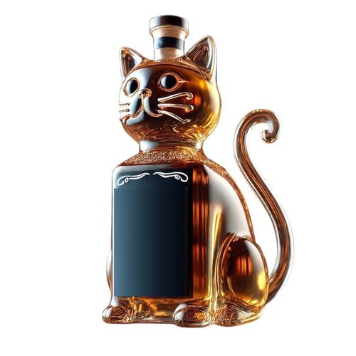 Carafe à whisky en verre en forme de chat, figurine d'animal décorative, cadeau pour la maison et le bar, carafe à whisky décorative pour chat (1)