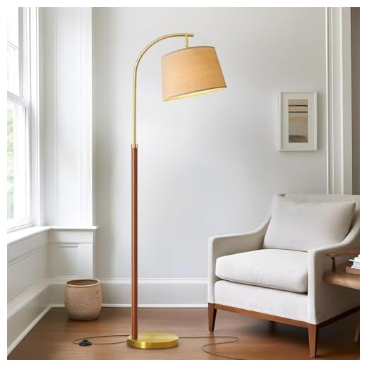 Elegant Mid-Century Modern Wood Floor Lamp