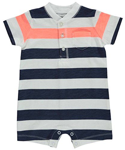 Romper Carter's bleu turquoise vêtement une-pièce rayé style Henley garçon 3 mois