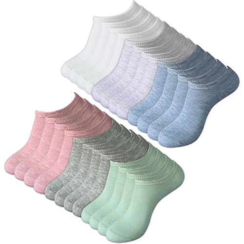 DIVABONNA 12 Pares Calcetines Tobilleros Mujer - Calcetines Cortos Mujer - (Modelo: Pastel - Tobillero Corte Bajo)