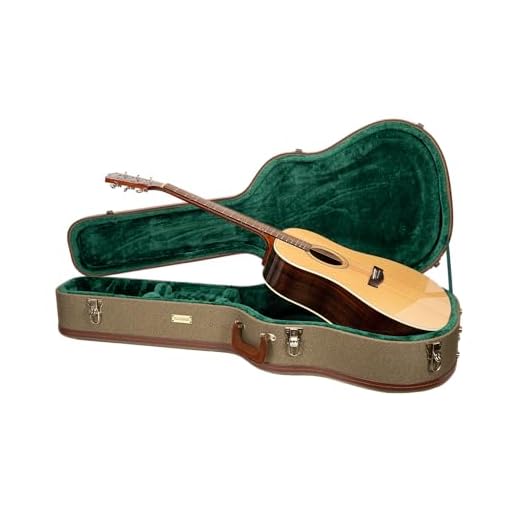 Crossrock Master Series Dreadnought Acoustic Guitar Case for Gibson J-45 / Martin D-Style | Olive Green Eco Tweed Fabric, Re-Engineered Shell, Leather Handle & Forest Green Velvet Interior(CRW720DOG)