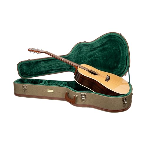 Crossrock Master Series- Wooden Gibson Acoustic J45, Martin Dreadnought Guitar Case- Security Lock, Genuine Leather Handle, Reinforced Hardware, Metal Feet, Storage Space- Olive Green (CRW720DOG) by Crossrock - Used condition - CA$119.52