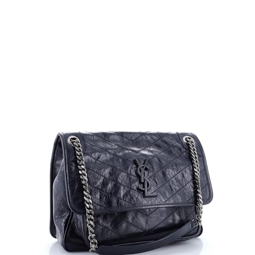 Saint Laurent, Pre-Loved Niki Chain Flap Bag Matelasse Chevron Leather Large, Black2