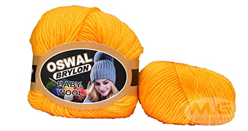 Image of OSWAL 100% Acrylic Wool Yellow 8 GMS Wool 4 ply Wool Ball Hand Knitting Wool /Art Craft Soft Fingering Crochet Hook Yarn- Art-AEBI
