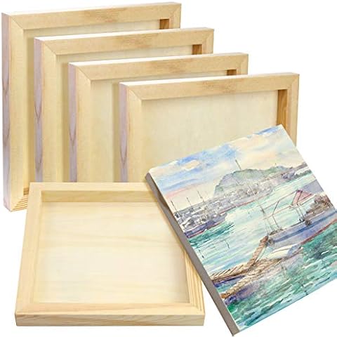 Fireboomoon Quadratische Holzplatten, unlackiert, blanko, Holz-Leinwand, zum Basteln, Zeichnen, Malen, Ausgießen, Holzbrennen, 20 x 20 cm, 6 Stück Cover