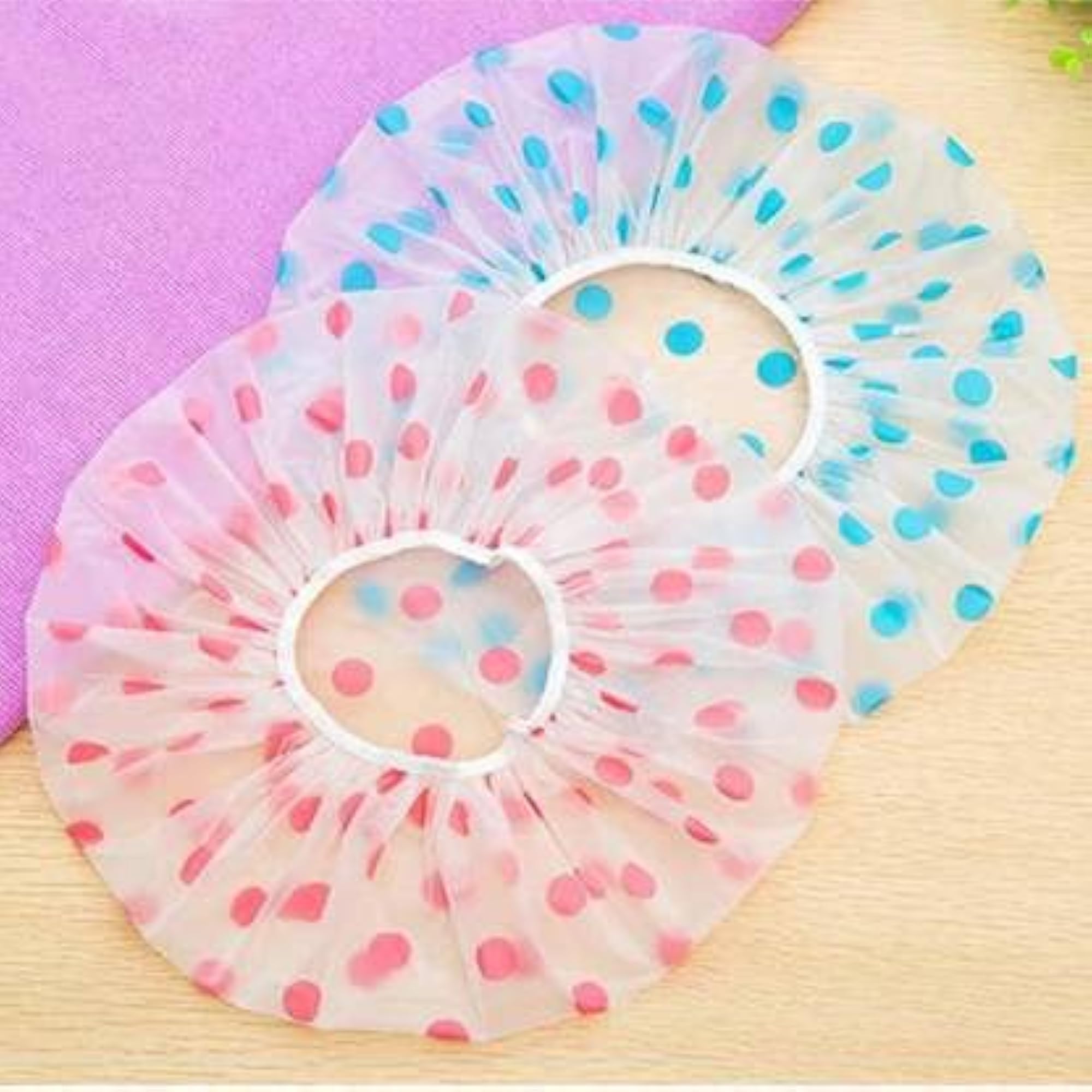 Reusable Waterproof Elastic Shower Cap, Pack of 4