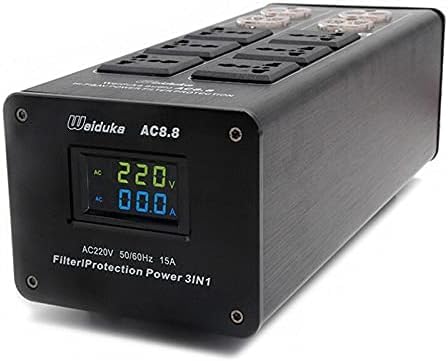AC8.8 3000W Power Conditioner &amp; Purifier, Advanced EMI/RFI Noise Filter, AC Power Filter with Voltage Display, Surge Protector with 10 Outlets for Audiophile and Home Theater Systems