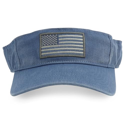 Image of Trendy Apparel Shop USA American Flag Embroidered Polyester Summer Visor Hat