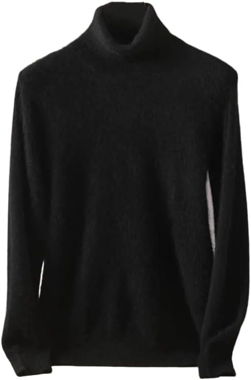 Men's 100 Percent Mink Cashmere Sweater Slim Fit High Lapels Pullovers Knitted Long Sleeve Pullover Jumpers
