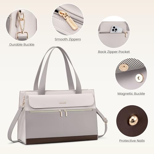 Image of LOVEVOOK Laptop Bag for Women 15.6 Inch Tote Work Professional Leather Computer Briefcase Waterproof Handbag Shoulder Large Capacity Business Teacher Office Crossbody Purse