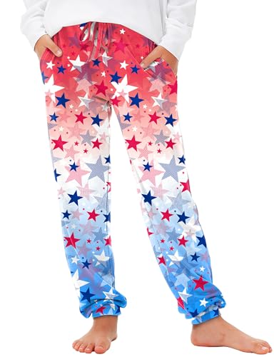 Image of Deerose 4th of July Pants American Flag Drawstring Sweatpants with Pockets 5-14 Years