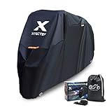 Verbesserte Sicherheitsdetails：Verriegelungslöcher vorne und hinten an der Abdeckung. Eingebauter Gummizug um die Vorder- und Hinterreifen unten. Die drei Reflektor-Streifen können sehen und andere im Dunkeln erinnern. Mithilfe der Schnallen kann die optimale Passform erzielt werden