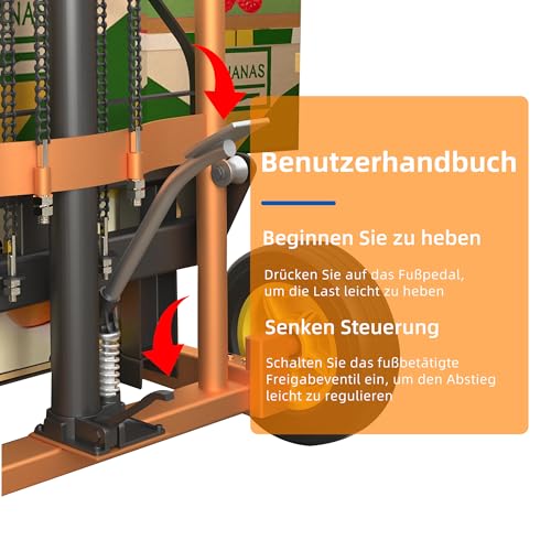 Faltbarer hydraulischer materieller Hebewinden-Stapler mit Drehrädern, 200kg Palettenstapler mit 100cm Hubhöhe, LKW-Dolly, Palettenheber-Tischwagen, Stahlplattform-Brett x 1