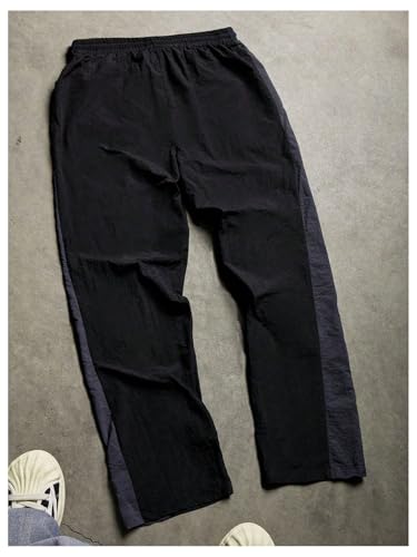 Men's Graphic Letter Color Block Track Pants Wide Leg Drawstring Waist Sports Trousers2