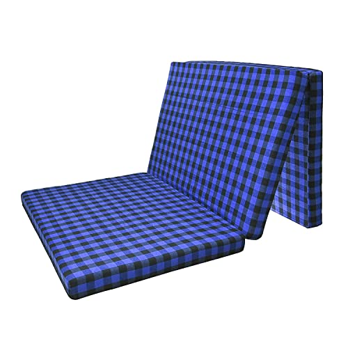 ATOOTFUSION Medium Hard Light Weight Movable 2 Inch Single Bed Folding Pure EPE Foam Mattress For Travel, Picnic (4 Fold, 72X35X2 Inches Or 3X6 Ft ),Blue