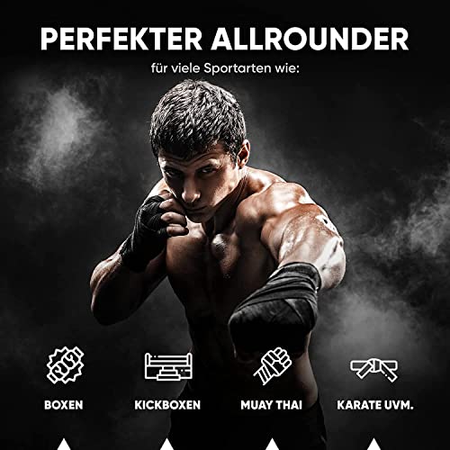 FIGHTR® Premium Boxbandagen für max. Stabilität und Sicherheit | 4m halb elastische Bandage mit Daumenschlaufe für Boxen, MMA, Muay Thai - Box Hand Bandage Sport | Set aus 2