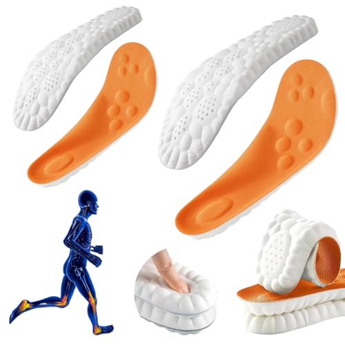 Image of 2 Pairs Cloud Insoles - 4D Cloud Technology Insole - Super Soft Comfort Insoles, U-Shape Memory Foam Insoles, Trim to Fit Inserts (Orange, 12-13)