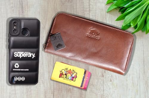 Leather Wallet for Women, Bifold Card Holder, Zipper Chic Clutch Chic, Brown Elegant Purse2