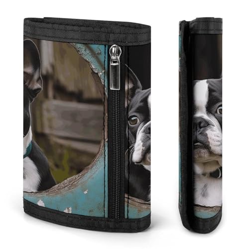 Boston Terrier Trifold Wallet for Men - Money Clip Slim Wallets with Multiple Card Slots Minimalist Small Front Pocket Wallet for Everyday Carry3