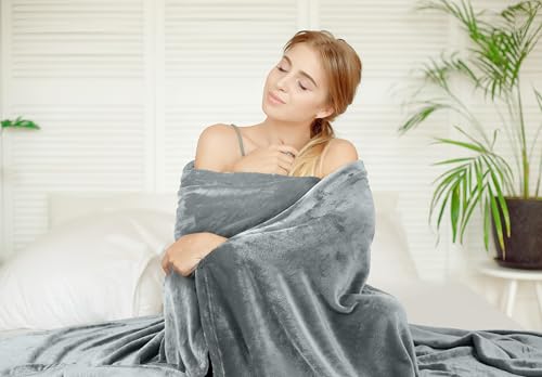 Image of Utopia Bedding Fleece Blanket Twin Size Ash Grey 300GSM Luxury Anti-Static Fuzzy Soft Microfiber Bed Blanket (90x66 Inch)
