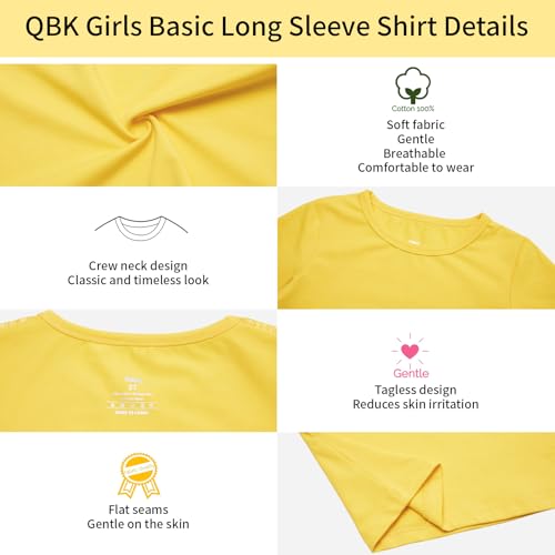 Image of 3T 4T 5T to 12 Years Girls Long Sleeve Shirts Kids Cotton T-Shirt Toddler Basic Crew Neck Top