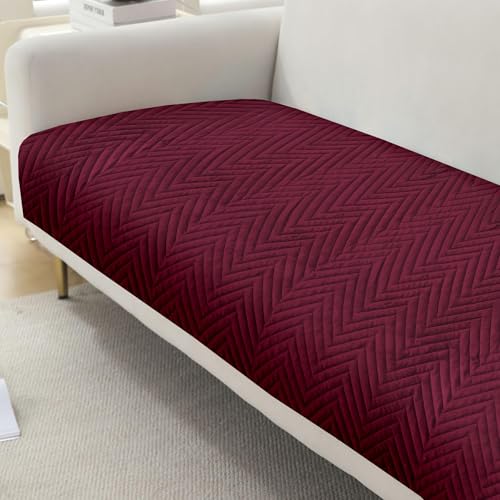 Image of Amazon Basics - Velvet Quilted Make Your Own Sofa Cover |2 Seater | Multi-Layered Fabric |120cm x 70cm | 350 GSM | Color - Maroon