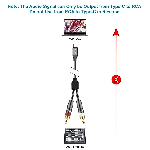 J&D USB C to 2 RCA Cable, USB Type-C to 2RCA Male Audio Stereo Y Splitter Cable Cord Compatible for iPhone 16/17 Series - Image 3