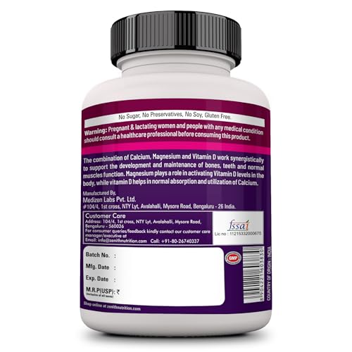 Zenith Nutrition Calcium Magnesium & Vitamin-D 90 Veg capsules | Joint Health | Bone Health