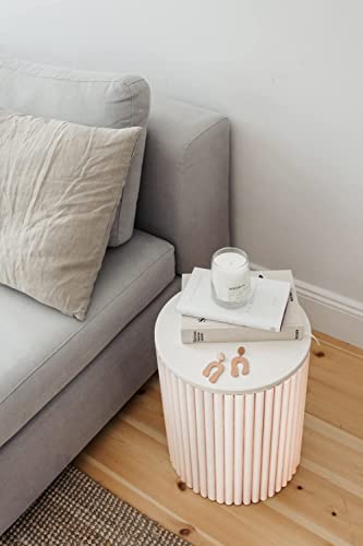 Dream Decor Shoppee Block Round Side Table Coffee End Table Modern Plant Stand for Balcony Living Room and Bedroom, Outdoor Indoor Table (White)