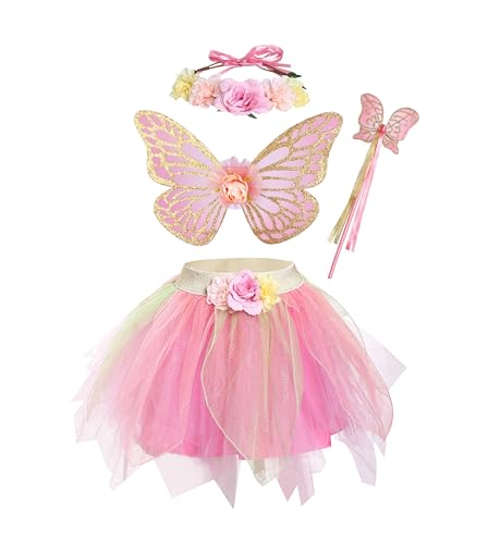 Disfraz de hada para niñas con alas y tutu miniatura 1