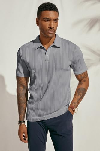 Image of PJ PAUL JONES Mens Polo Shirts Short Sleeve Textured Knit Polos