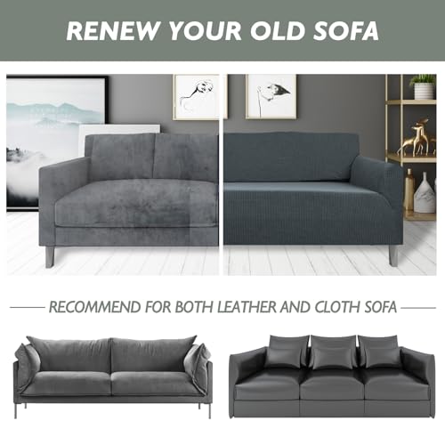 Teynewer High Stretch Sofa Covers 3 Seater Super Soft Stylish Couch Covers for Dogs Pets Cats Jacquard Spandex Non Slip Sofa Slipcover for Living Room Furniture Protector (3 Seater, Grey) - Image 6