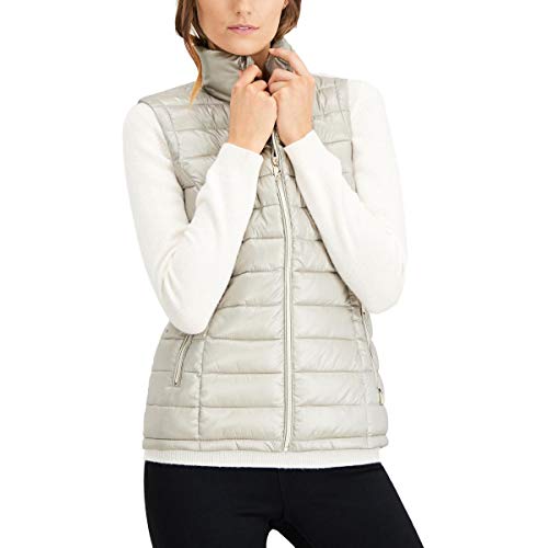 Calvin Klein Womens Quilted Puffer Vest, Beige, X-Small