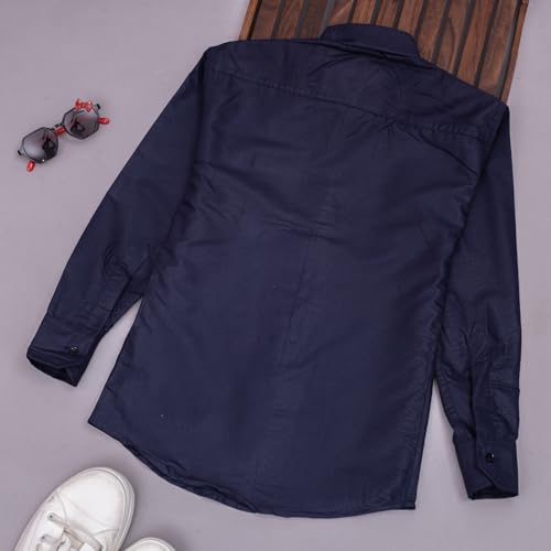 Image of Vikita Enterprise Kid Boy's Cotton Solid Shirt with Spread Collar Neck Full Sleeves Button Closure Curved Length and One Pocket | Shirt For Kids Boys