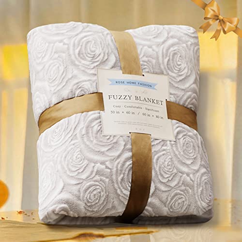 Product Image of the Gifts for Women Mom Wife Girlfriend Her Mother Birthday Throw Travel Blanket Soft Comfy Rose Grey Blankets for Bed Sofa Couch Airplane Office(Light Grey, 50''x60'')