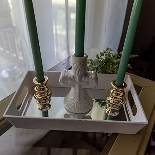 Scwhousi Cross Taper Candle Holder,Christian Crucifix Tabletop Candle Holder,Vintage Antique Candle Decor For Wedding,Christmas Dining,Ceramic White #TOP5