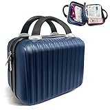 Hardside Cosmetic Case 12inch Mini Makeup Luggage Small Suitcase for Women Portable Carrying Case Suitcase (Blue)