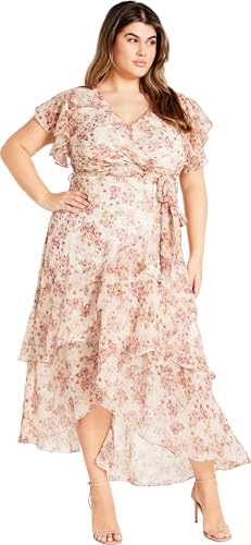 Image of City Chic Women's Plus Size Maxi Dress - Flirty Tier Print