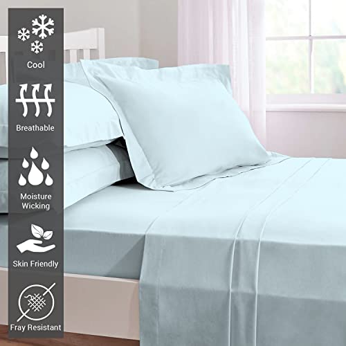 Pizuna 100% Cotton Single Bed Sheet Set Baby Blue, 400 Thead Count Long Staple Cotton Bedding Set 180x280 cm - Image 2