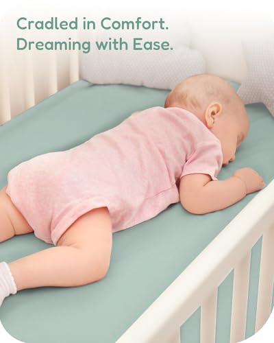 Image of Crib Sheets 2 Pack, Fitted Crib Sheet for Standard Crib Mattress 28x52x9, Ultra Soft Jersey Knit, Breathable Stretchy Deep Pocket, Snug Fit Stays Put, Baby Crib Mattress Sheet