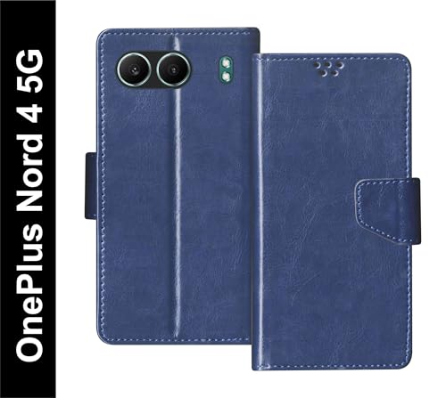 Image of SBMS Flip Cover for OnePlus Nord 4 5G Back Cover Case with Magnatic Closure | Inbuilt Stand | Card & Money Pocket (Blue)