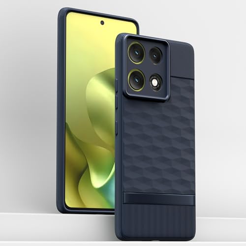 Image of Pikkme Back Cover for Motorola Moto G86 Power 5G Soft Grip 3D Hexa Cube Texture Silicone Bumper Case (Blue)
