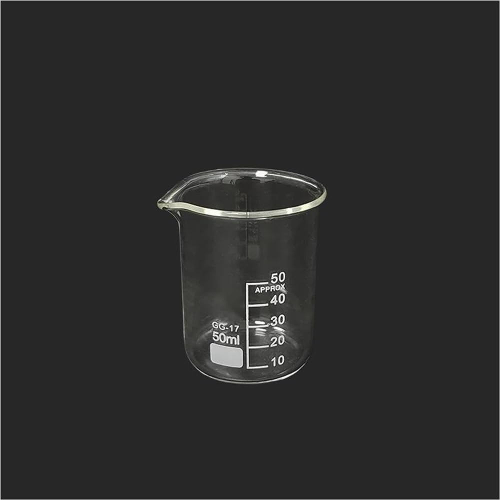 Set 8 Becher Vetro Graduati Forma Bassa 25/50/100/1000Ml Parete Spessa | 200ml, 250ml, 400ml, 500ml Tipi di becher, con bacchette agitanti