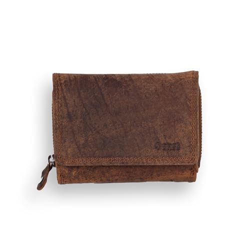 Portefeuille cuir de buffle marron vintage élégant et robuste pour femme