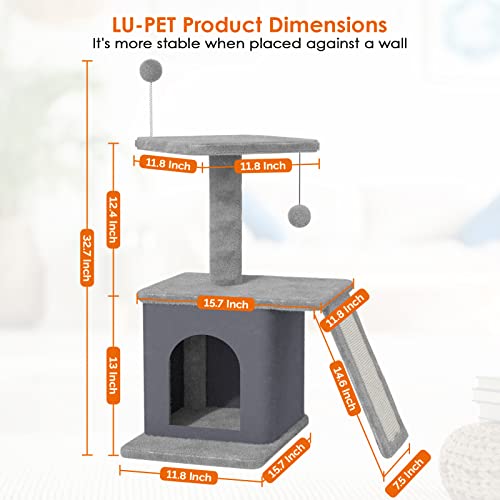 Cat Tree Cat Tower For Indoor Cats 26In, Cat Condo With Scratching Pad, Cat Tree For Large Cat With Dangling Ball, Jump Platform, Cat Tree Stand For Kittens, Cat Climbing Tower, Grey #TOP5