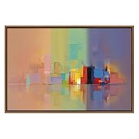 SIGNWIN Framed Canvas Wall Art Pastel Color Buildings Blocks Places Cityscape Oil Painting Abstract Modern Panoramic Colorful for Living Room, Bedroom, Office - 16