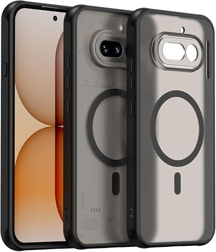 Image of Frosted Magnetic Case Cover for Nothing Phone 4a 5G, Translucent Black, Military Grade Shockproof (Translucent Black with MagSafe)