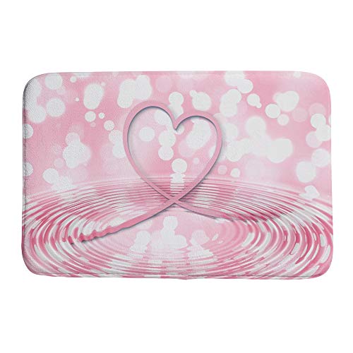 Tapis de bain cœur Ruchen en velours rose antidérapant 91x61 cm - 2