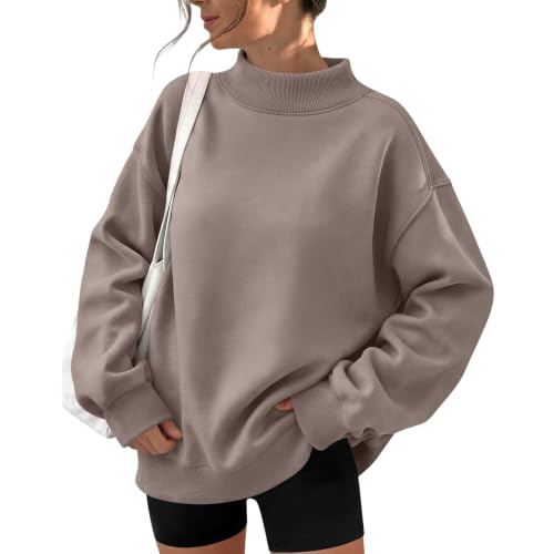 Plain Mock Neck Sweatshirt Women Oversized Cute Sweatshirts Fleece Pullover - image 1